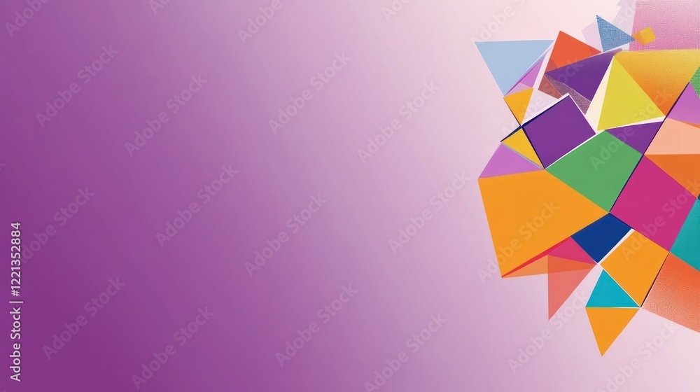 Poster colorful abstract geometric shapes on gradient background, for use in website design