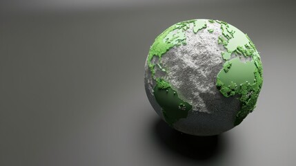 Fototapeta premium Globe Showcasing Green Continents as a Representation of Achieving Net-Zero Emissions for a Sustainable Future