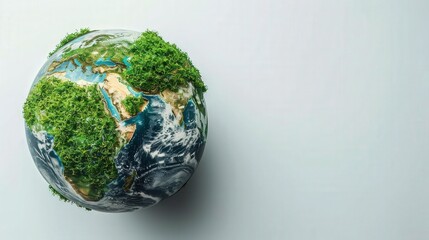 Globe With Green Continents Representing a Sustainable Future and the Goal of Net-Zero Emissions Across the Planet
