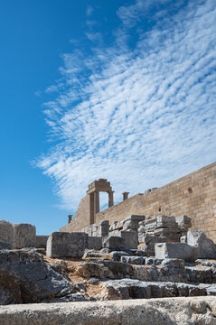 Lindos acropolis ruins on a sunny day captured in Greece