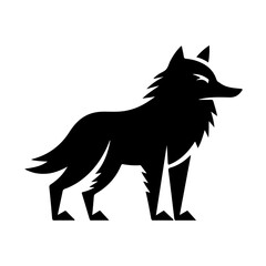 Minimalist Wolf Silhouette – Black Canine Art on Gray Background