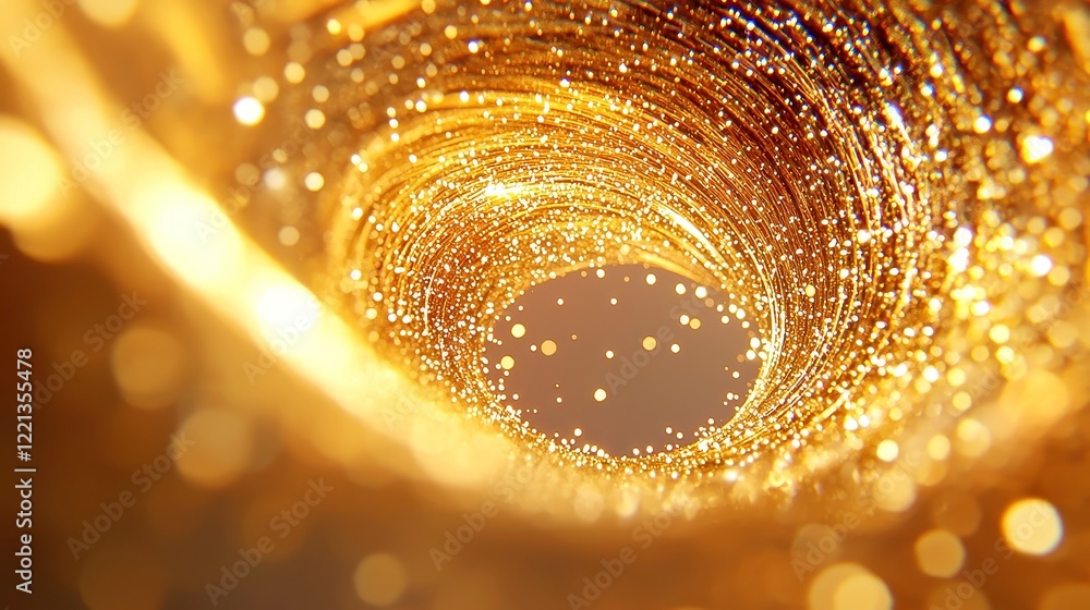 Poster galactic swirl, an abstract depiction of a spiral motion filled with sparkling stars, creating a mes