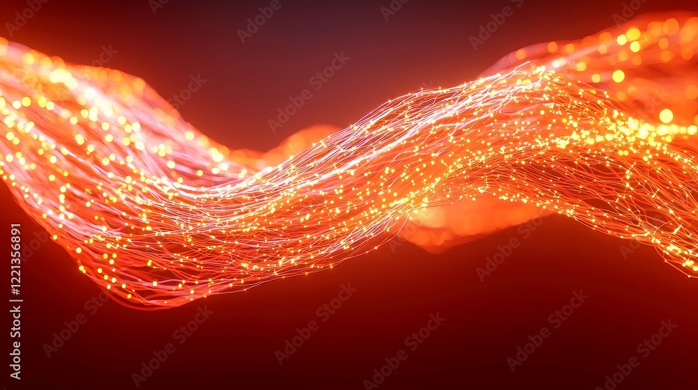 Aufkleber luminous fiber optic motion background, glowing threads intertwining dynamically, creating a vibrant
