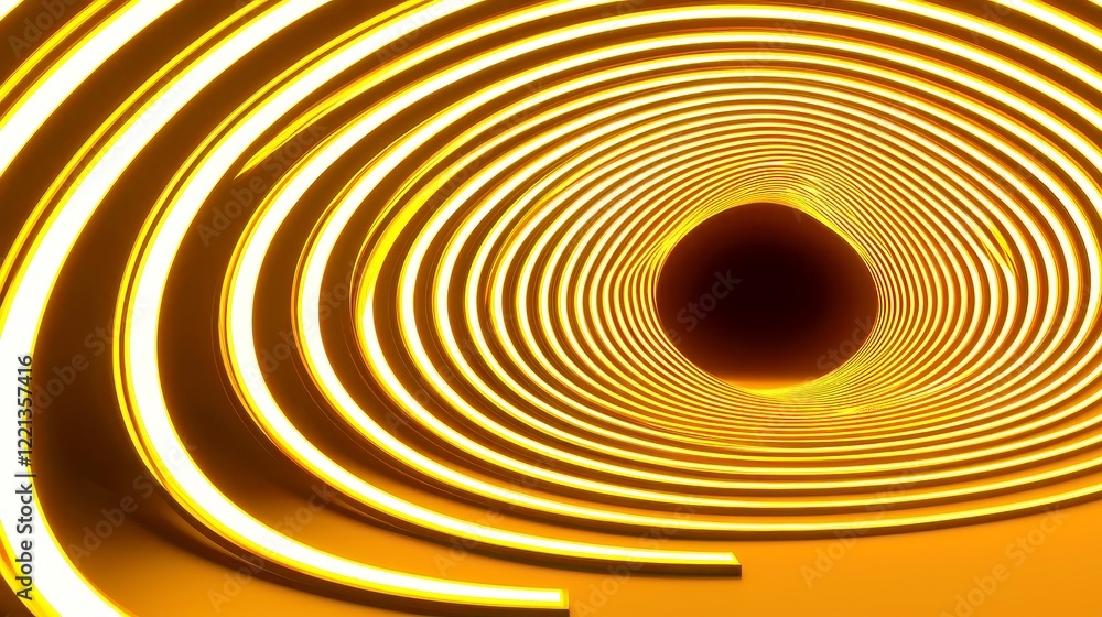 Poster neon spiral passage, vibrant concentric circles pulsating with color, creating an immersive and mesm