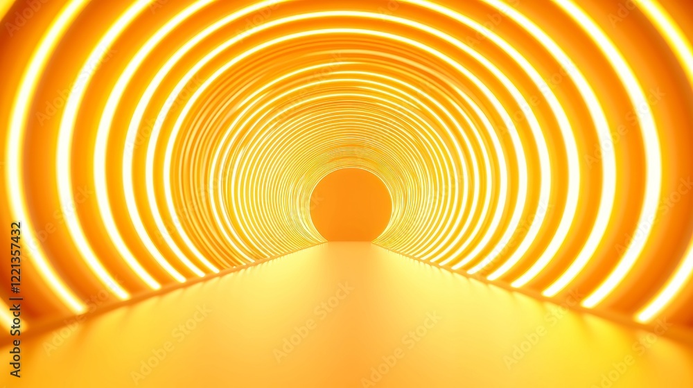 Poster neon loop tunnel, dynamic concentric circles radiating vibrant colors, creating a mesmerizing and fu
