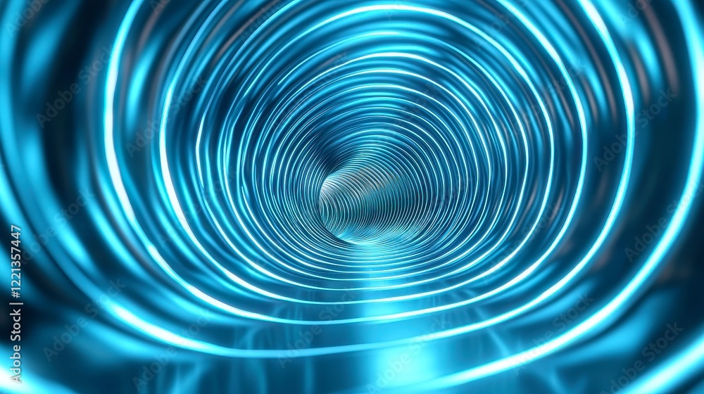 Aufkleber neon spiral tunnel, vibrant concentric circles pulsating in a mesmerizing pattern, evoking a futuris