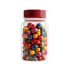 Colorful candy-filled jar on a transparent background, perfect for sweets