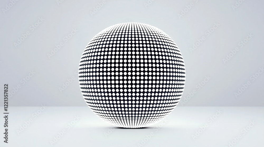 Poster pulsing glowing dotted sphere, a mesmerizing 3d orb filled with radiant dots that rhythmically expan