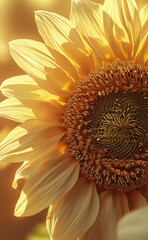 a close up of a sunflower with a blury background