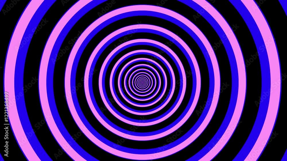 Poster hypnotic neon swirl loop futuristic gradient spiral animation with geometric blue purple illusion pa
