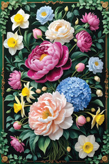 Vector of a floral arrangement wallpaper.