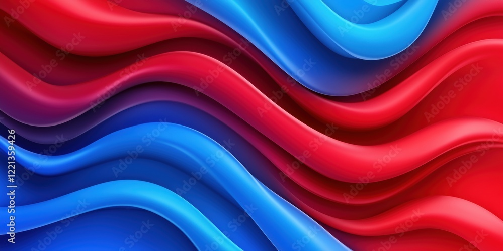 Poster colorful abstract waves in red and blue tones creating a dynamic flowing pattern