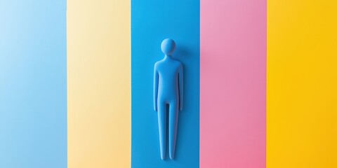 Colorful Minimalist Figure on Vibrant Background Representing Diversity and Inclusion