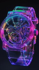 Transparent Wristwatch With Visible Internal Mechanism