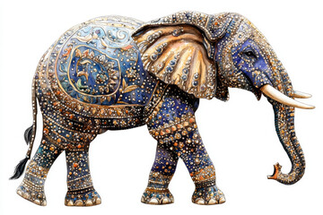 Obraz premium Majestic elephant adorned with intricate patterns and vibrant colors, showcasing elegance and artistry