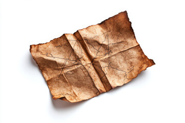 vintage folded map with weathered appearance, showcasing intricate details and lines. aged texture adds character and charm to design
