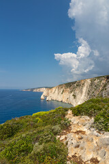 Cliffy coastline near Plakaki Beach. located on a Greek island of Zakynthos