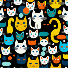 Cats. Oil paint. Animal illustration. Design for use in graphics.