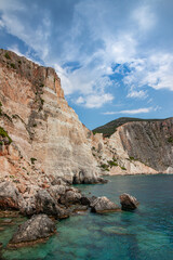 Beautiful Plakaki Beach located on Zakynthos Island in Greece, captured on an overcast day