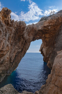 Korakonisi Rock Arch on a sunny day, located in the island of Zakynthos