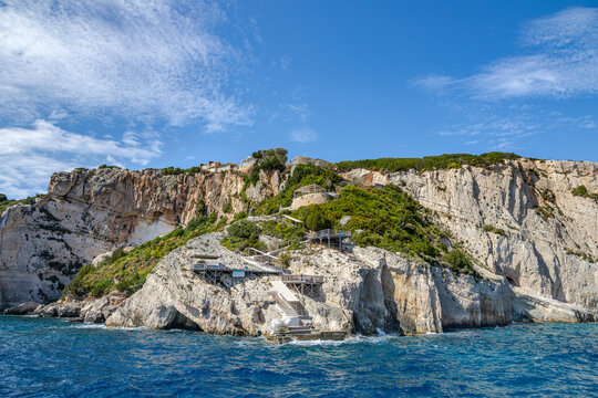 Coastal views of Skinari lighthouse on Zakynthos island, Greece