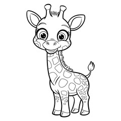 Obraz premium cute giraffe coloring page for kids