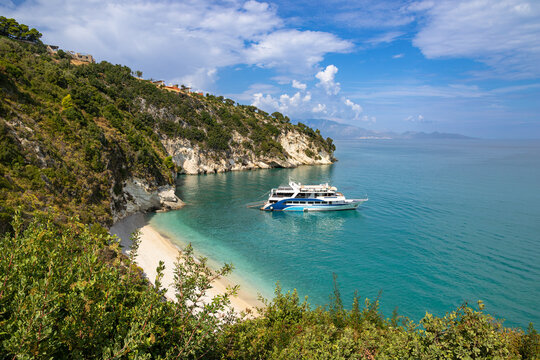 Beautiful Sulfur Beach on Greek island of Zakynthos captured on a sunny day