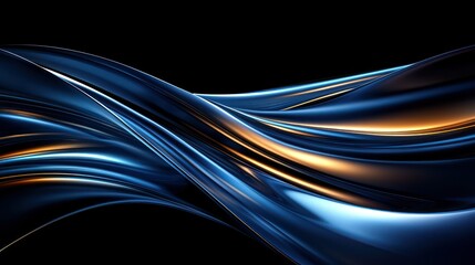 Blue gold abstract wave dark background design