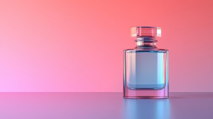 Naklejka premium Elegant Glass Perfume Bottle with Colorful Background and Reflection