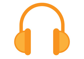 Auriculares naranjas para escuchar música en fondo blanco