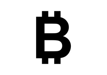 Icono negro de bitcoin en fondo blanco