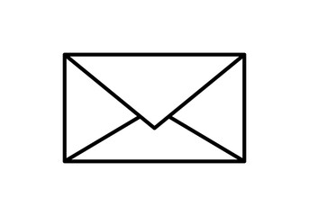 Icono negro de carta o sobre en fondo blanco