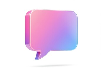 A 3D holographic speech bubble with a rounded rectangular shape isolated on white background