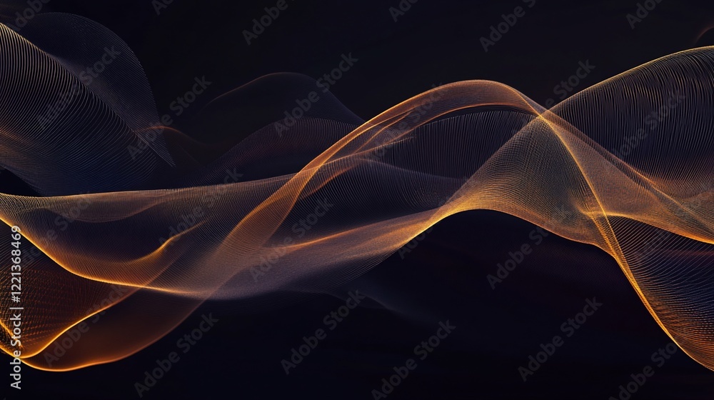 Fototapete Abstract golden lines flowing on a dark background creating a dynamic and elegant pattern