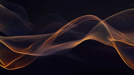 Fototapeta premium Abstract golden lines flowing on a dark background creating a dynamic and elegant pattern