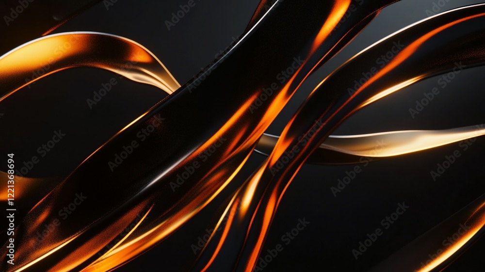 Poster abstract golden lines curve on black background creating an elegant design
