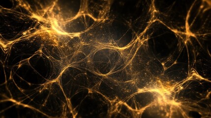 Obraz premium Golden Abstract Fractal Network: A Mystical Digital Artwork