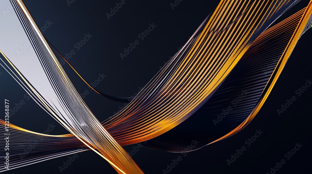 Aufkleber abstract waves of gold and white lines on a dark background create a dynamic visual