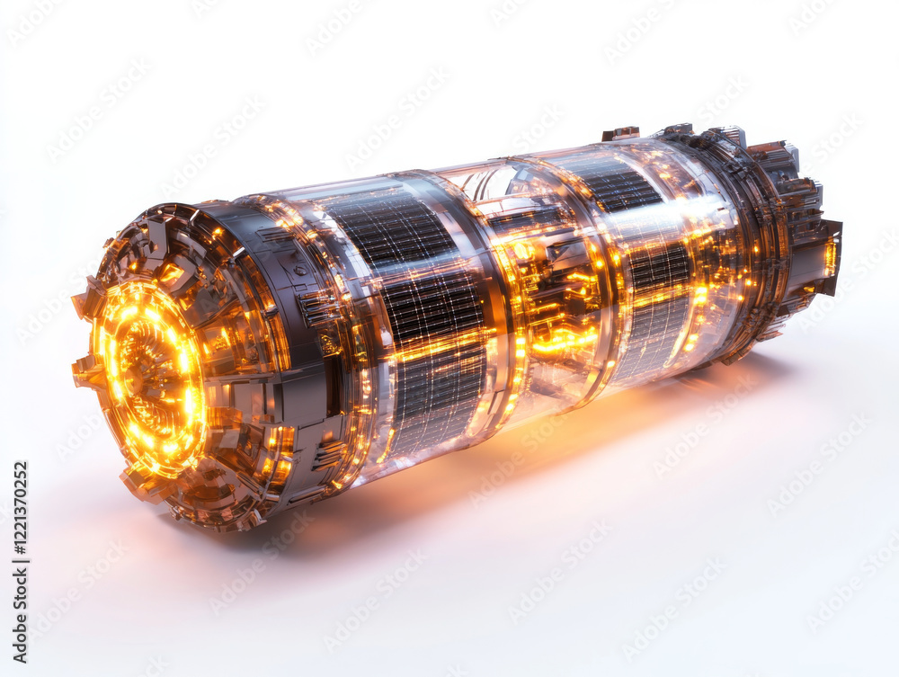 Poster futuristic spacecraft engine with glowing elements and intricate design