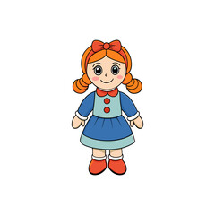 Adorable Braided Doll in Pastel Outfit Vector Illustration
