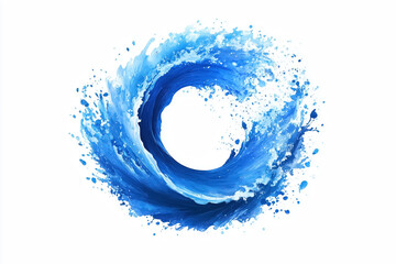 Fototapeta premium Dynamic blue wave splash in circular motion on white background
