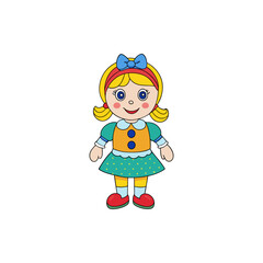Adorable Braided Doll in Pastel Outfit Vector Illustration