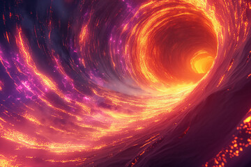 Obraz premium Glowing spiral vortex of fiery light and motion in abstract cosmic scene