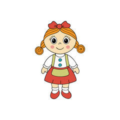 Adorable Braided Doll in Pastel Outfit Vector Illustration