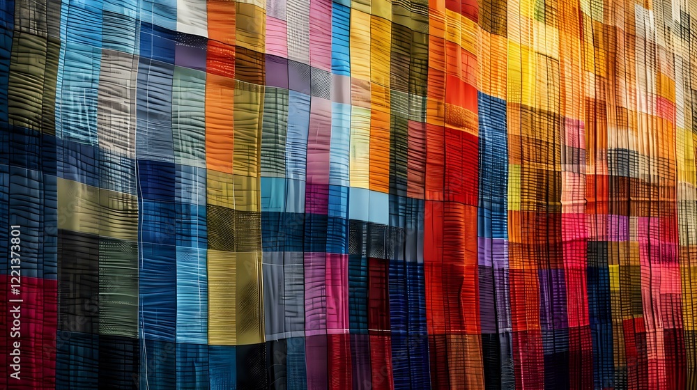 Poster vibrant multicolored abstract geometric pattern with overlapping transparent layers creating a moder