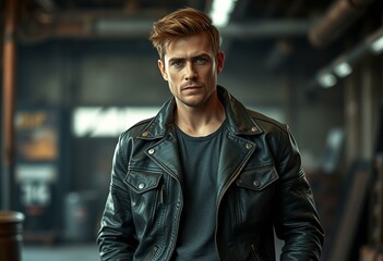 Fototapeta premium Moody diesel punk portrait of a male person