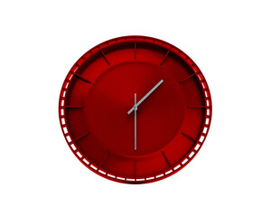 Modern Sleek Vibrant Red Wall Clock 01:30 One Thirty 1:30 For Modern Interiors 3D Illustration