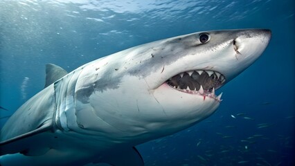 Fototapeta premium dangerous white shark close up