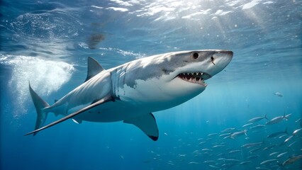 Fototapeta premium dangerous white shark close up