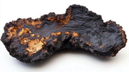 Fototapeta premium Dried Chaga Mushroom Isolated on White Background